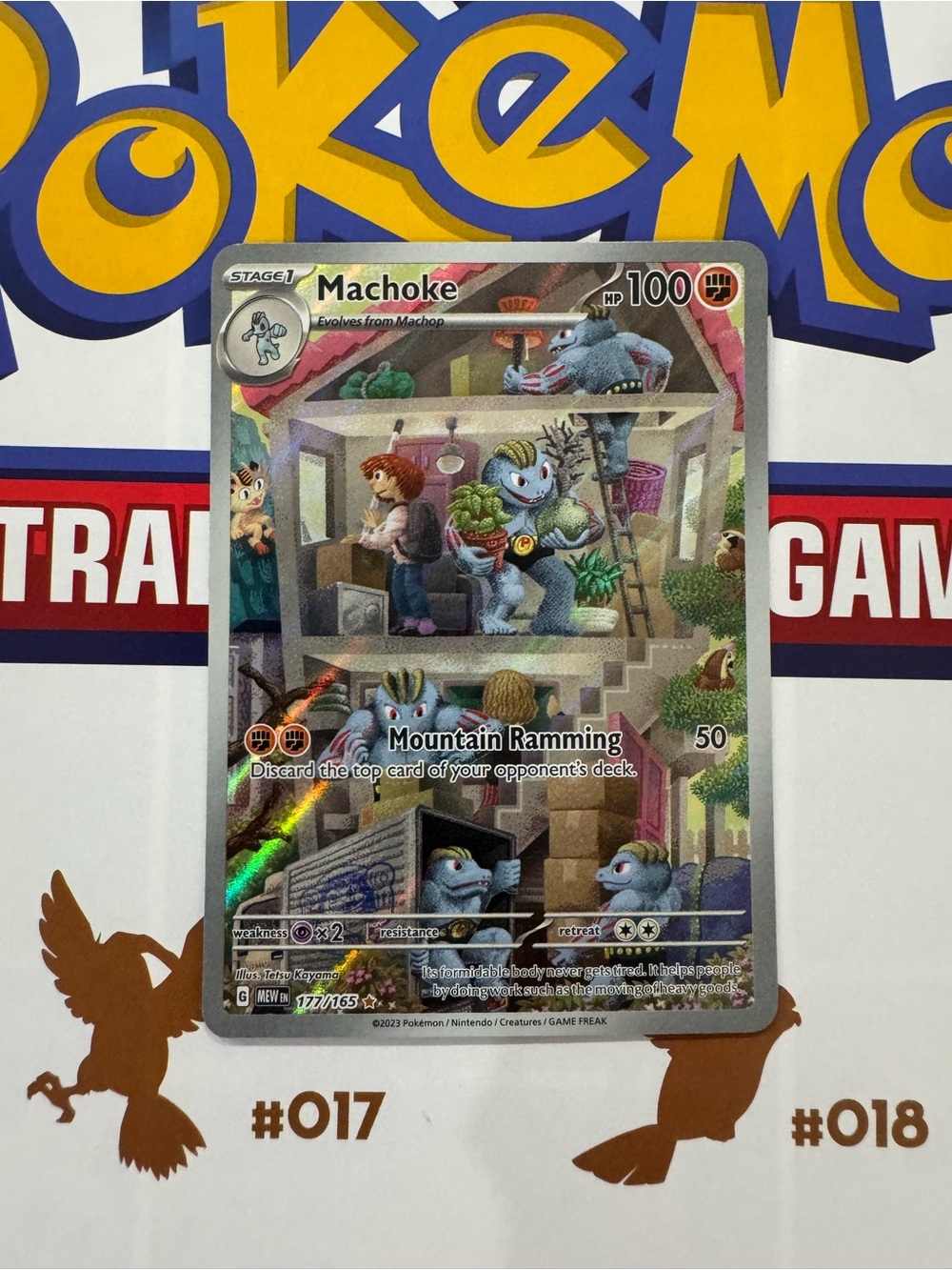 Machoke Holographic Trading Card - Blue